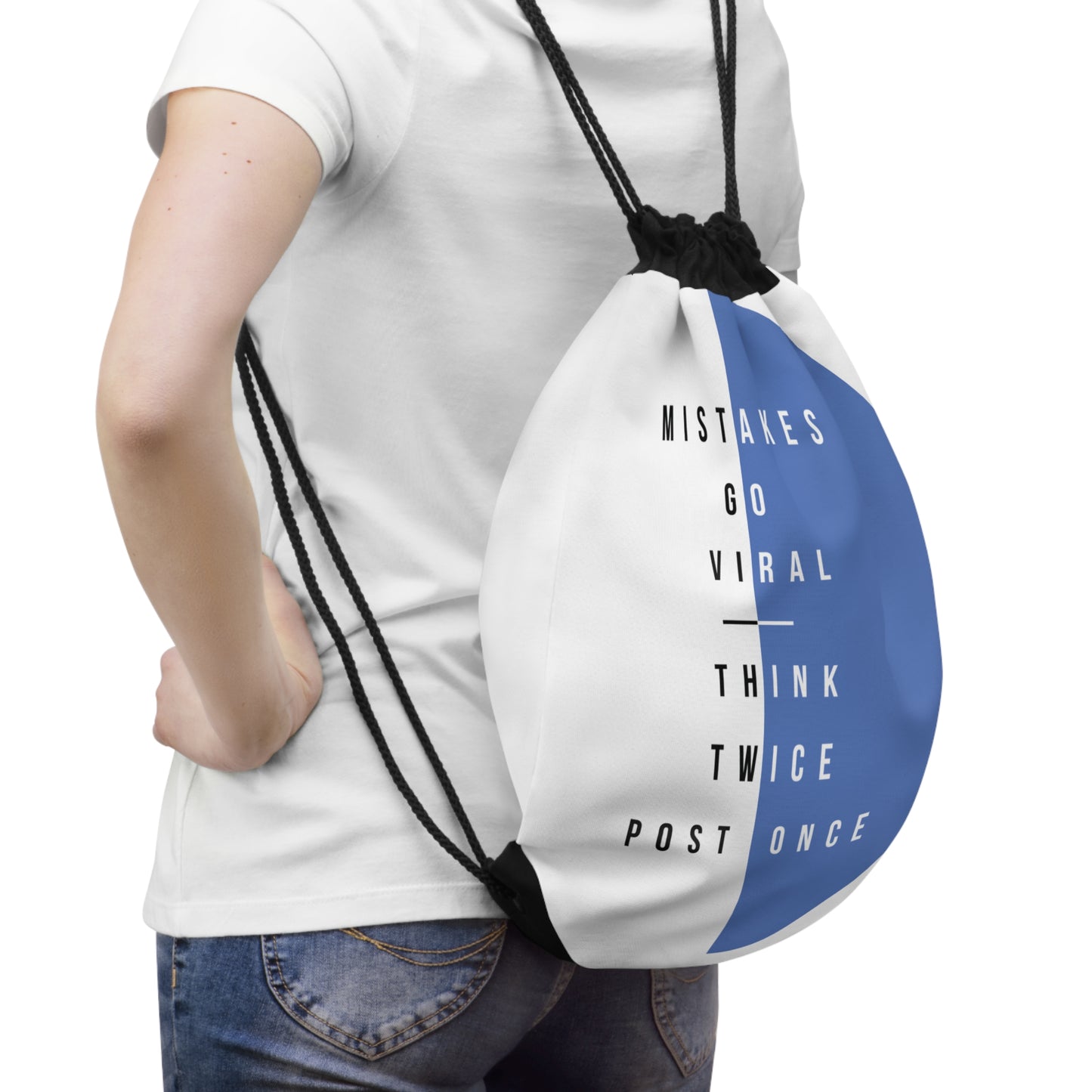 Mistakes Go Viral, Think Twice, Post Once - Drawstring Bag